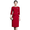 上海旗袍厂ZY-Q5756秋冬新款欧美风时尚简约年轻妈妈装大码七分袖连衣裙 商品缩略图4