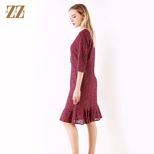 佐尔美连衣裙女夏2021新款桑蚕丝绣花圆领中袖E92LS20 商品图3