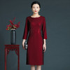 上海旗袍厂ZY-Q5736秋装新款优雅知性大码圆领烫钻钉珠连衣裙 商品缩略图5