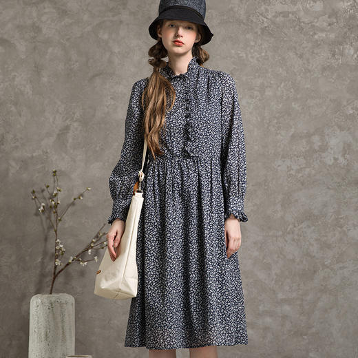 famecoco范可儿碎花连衣裙女士秋纯棉仙女长裙F216FA003 商品图3