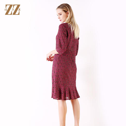 佐尔美连衣裙女夏2021新款桑蚕丝绣花圆领中袖E92LS20 商品图2