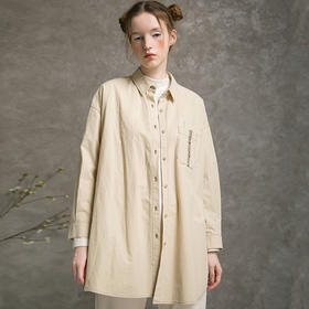 Famecoco范可儿长袖衬衫女士秋时尚中长款上衣F216BG001
