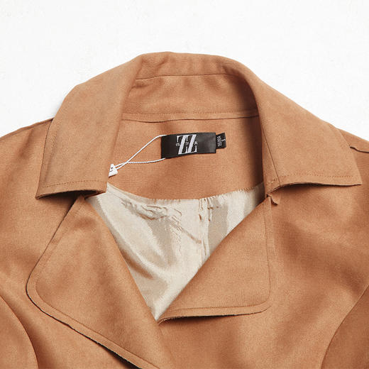 佐尔美新品秋季新品女士中长款修身印花桃皮绒风衣外套E83FC22 商品图1