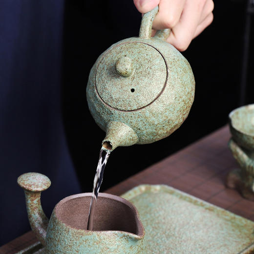日式粗陶茶壶陶壶复古功夫茶具泡茶壶单壶西施壶家用办公简约锤纹 商品图1