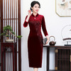 上海旗袍厂ZY-Q5586秋冬新款中式端庄优雅女装重工烫钻改良旗袍连衣裙 商品缩略图0