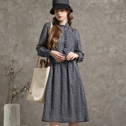 famecoco范可儿碎花连衣裙女士秋纯棉仙女长裙F216FA003 商品图2