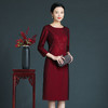 上海旗袍厂ZY-Q5736秋装新款优雅知性大码圆领烫钻钉珠连衣裙 商品缩略图1