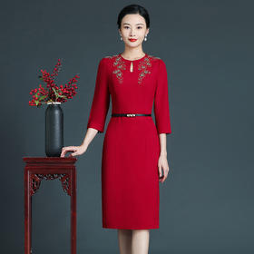 上海旗袍厂ZY-Q5746新款欧美风时尚气质宴会礼服秋装重工订钻连衣裙