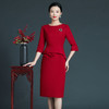 上海旗袍厂ZY-Q5756秋冬新款欧美风时尚简约年轻妈妈装大码七分袖连衣裙 商品缩略图5
