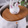 【杯子】创意陶瓷卡通兔子木盖水杯带盖勺子 商品缩略图2