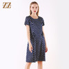 佐尔美夏季新款领短袖波点真丝桑蚕丝连衣裙E92LS107 商品缩略图3