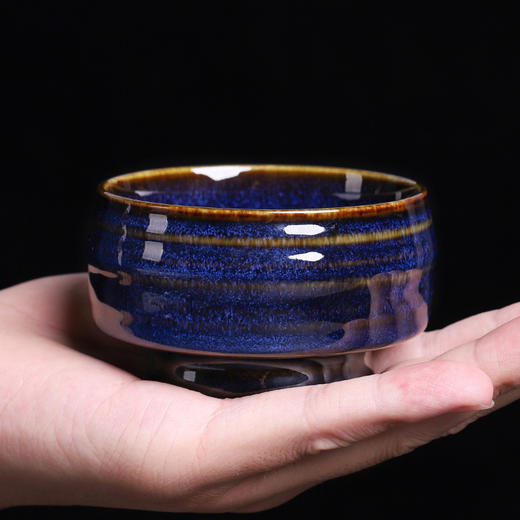 钧窑茶杯主人杯大号窑变蓝色单杯兔毫斗笠杯功夫茶自用蓝色品茗杯 商品图0