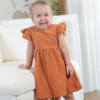 【童装】新款女童连衣裙宝宝棉麻纯色童裙蝴蝶结公主裙蓬蓬裙欧美童装 商品缩略图2
