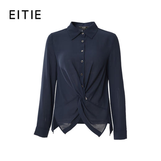 EITIE爱特爱新款时尚设计感褶皱收腰显瘦百搭通勤衬衫女B2109702 商品图11
