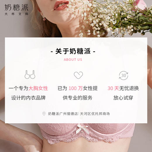 奶糖派大罩杯文胸花颜蕾丝春夏薄款透气上托侧收稳定女大码内衣圆盘半球木瓜 商品图4