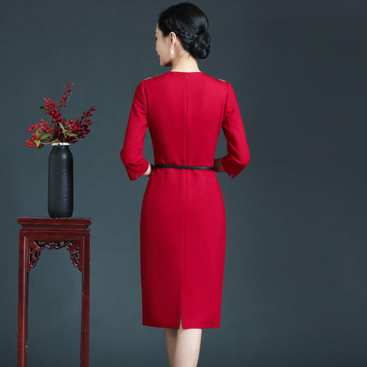 上海旗袍厂ZY-Q5746新款欧美风时尚气质宴会礼服秋装重工订钻连衣裙 商品图3