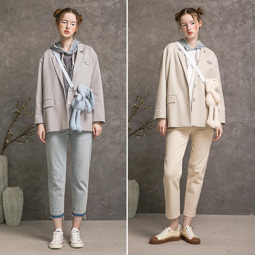 Famecoco范可儿休闲西装女外套宽松西服F216AW003 商品图4