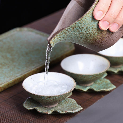 茶杯创意粗陶茶杯茶托陶瓷隔热杯托功夫茶具茶道零配件禅意 商品图2