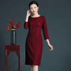 上海旗袍厂ZY-Q5736秋装新款优雅知性大码圆领烫钻钉珠连衣裙 商品缩略图2
