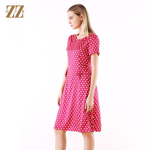 佐尔美夏季新款领短袖波点真丝桑蚕丝连衣裙E92LS107 商品图1