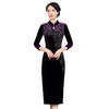上海旗袍厂ZY-Q5586秋冬新款中式端庄优雅女装重工烫钻改良旗袍连衣裙 商品缩略图4