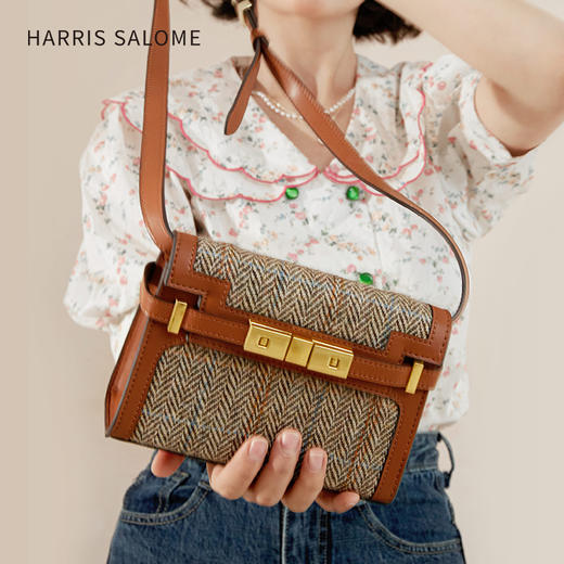 Harris Salome凯莉粗花呢格英伦单肩斜挎包 商品图1