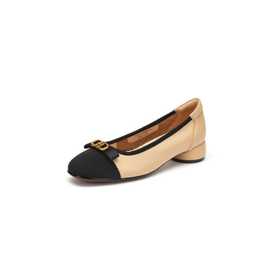 西村名物2021年秋冬新款气质中跟小香风豆豆鞋女单鞋拼色芭蕾舞鞋T21CE33981 商品图2