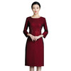 上海旗袍厂ZY-Q5736秋装新款优雅知性大码圆领烫钻钉珠连衣裙 商品缩略图4