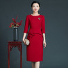 上海旗袍厂ZY-Q5756秋冬新款欧美风时尚简约年轻妈妈装大码七分袖连衣裙 商品缩略图0