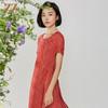 佐尔美夏季新款真丝优雅乔其绣花短袖桑蚕丝连衣裙E02LS59 商品缩略图1