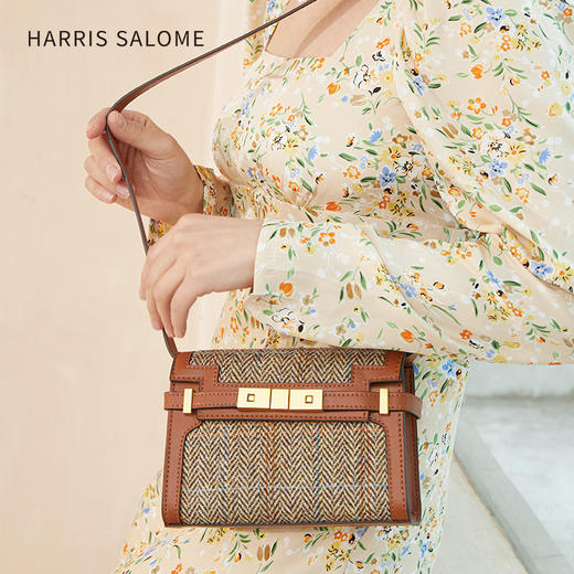 Harris Salome凯莉粗花呢格英伦单肩斜挎包 商品图4
