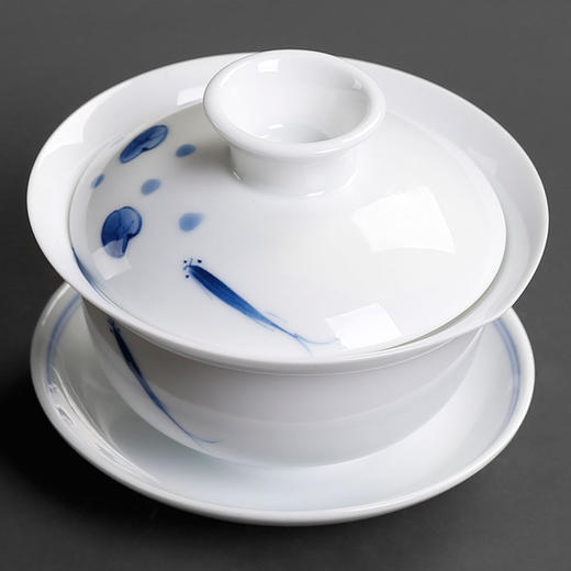 陶瓷单个手抓盖碗日式小号家用手绘三才青花瓷功夫茶具泡茶碗茶杯 商品图1