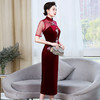 上海旗袍厂ZY-Q5626新款中国风金丝绒改良版旗袍连衣裙春秋优雅显瘦婚宴礼服裙 商品缩略图3