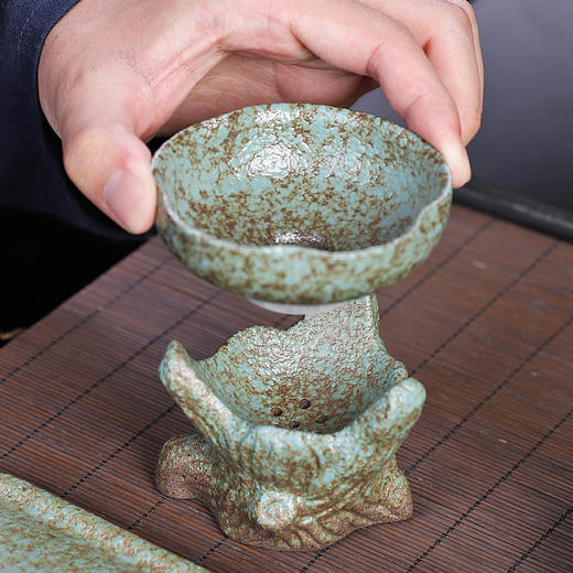 陶瓷茶漏粗陶茶滤功夫茶具家用茶叶过滤器茶道滤茶器过滤网复古 商品图1