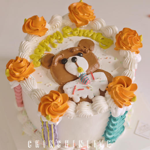 ins小熊手绘蛋糕 商品图0