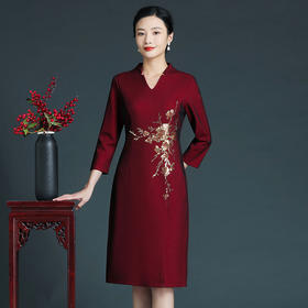 上海旗袍厂ZY-Q5726秋季新款端庄气质婚宴喜庆旗袍改良大码礼服裙