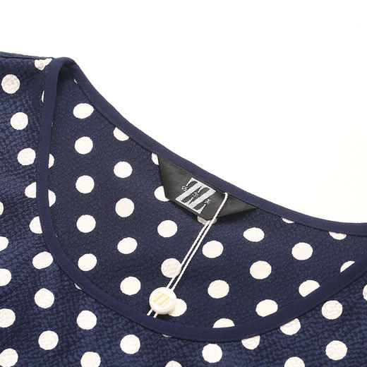 佐尔美夏季新款潮流气质圆领短袖圆点桑蚕丝衬衣E92CS106 商品图1