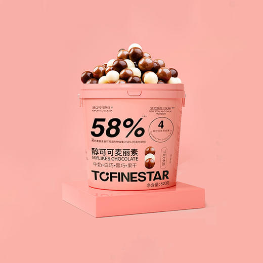 「4种风味每颗都惊喜」ToFineStar多乐星球麦丽素桶装520g/桶纯可可脂夹心巧克力混合四口味纯可可脂4味混合大桶装 商品图2