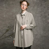 Famecoco范可儿长袖衬衫女士秋时尚中长款上衣F216BG001 商品缩略图2