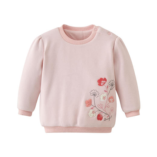 丽婴房童衣冬装女童加厚夹棉针织绣花套头衫打底衣01C40002092 商品图1