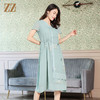 佐尔美夏季新款古风V领假两片A摆真丝乔其桑蚕丝连衣裙E12LS79 商品缩略图3