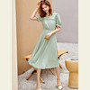 欧芮儿雪纺连衣裙2021夏收腰显瘦气质V领花边法式拼接时髦桔梗裙 商品缩略图2