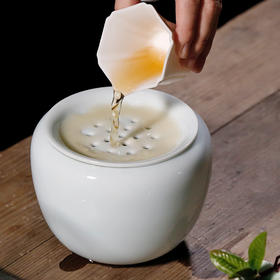 水盂带盖茶洗禅意日式家用简约陶瓷茶具配件小号废水茶渣桶建水洗