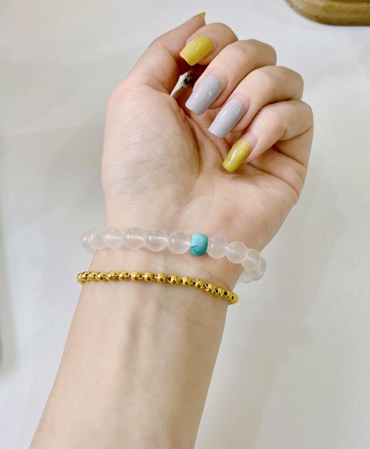 蓝月光柔和手链手串 斯里兰卡蓝月光绿松石 奶油体首饰饰品10mm 商品图1