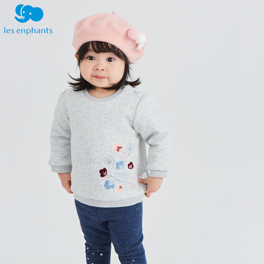 丽婴房童衣冬装女童加厚夹棉针织绣花套头衫打底衣01C40002092 商品图0