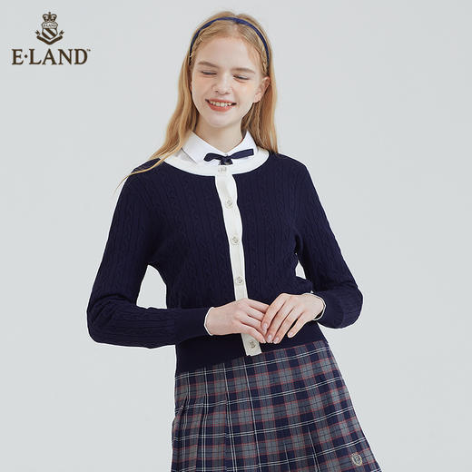 衣恋	学院甜美简约弹力针织长袖开衫 EECKB38C1C 商品图2