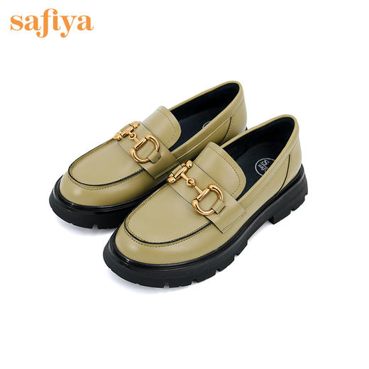 【年末大促】Safiya索菲娅真皮英伦金属饰扣乐福鞋新款增高JK鞋SF13112334 商品图4
