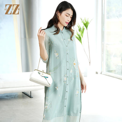 佐尔美夏季新款国风真丝桑蚕丝连衣裙E12LS67 商品图3