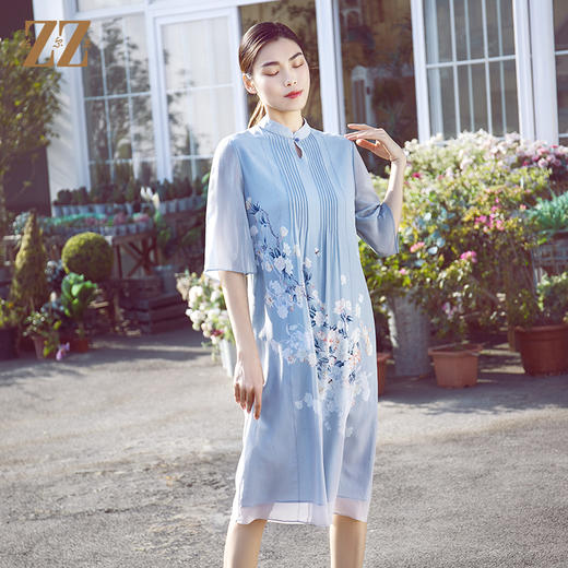 佐尔美夏款新款宽松古风桑蚕丝真丝连衣裙E12LS109 商品图0