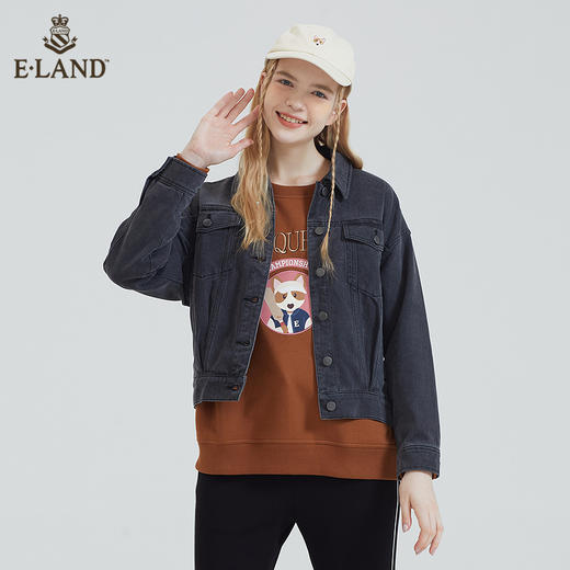 衣恋	宽松时髦复古短款长袖牛仔外套 EEJJB38C1M 商品图0